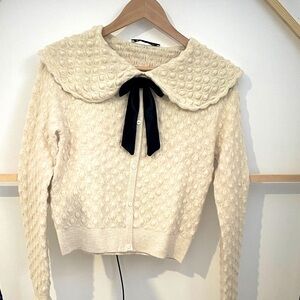 Zara Cream Sweater with Black Bow
